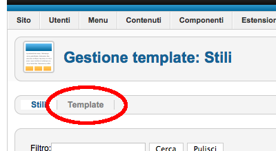 Joomla Gestione template stili