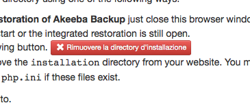 Akeeba Kickstart rimozione cartella installazione