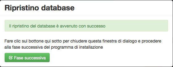 Akeeba Kickstart riprisitino database avvenuto