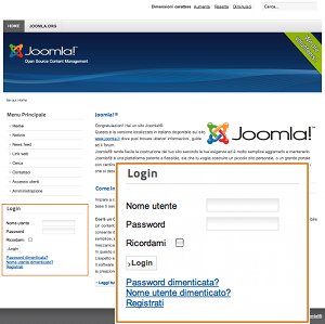 Login nel front end di Joomla