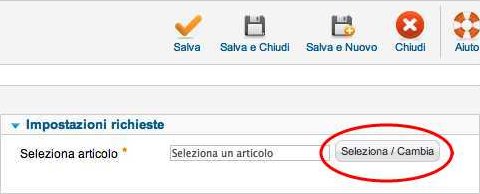 Joomla menu seleziona cambia articolo