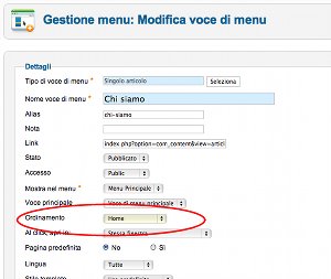 joomla ordinamento singola voce menu 300 253