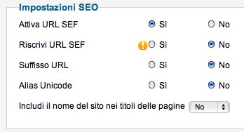 joomla impostazioni seo