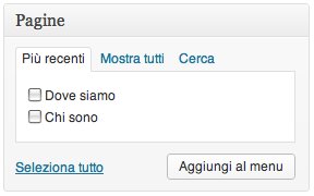 wordpress menu blocco pagina